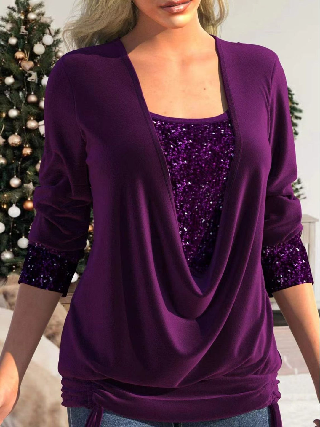 Women's Glitter Sequin Party Top-The Yellow Prime
