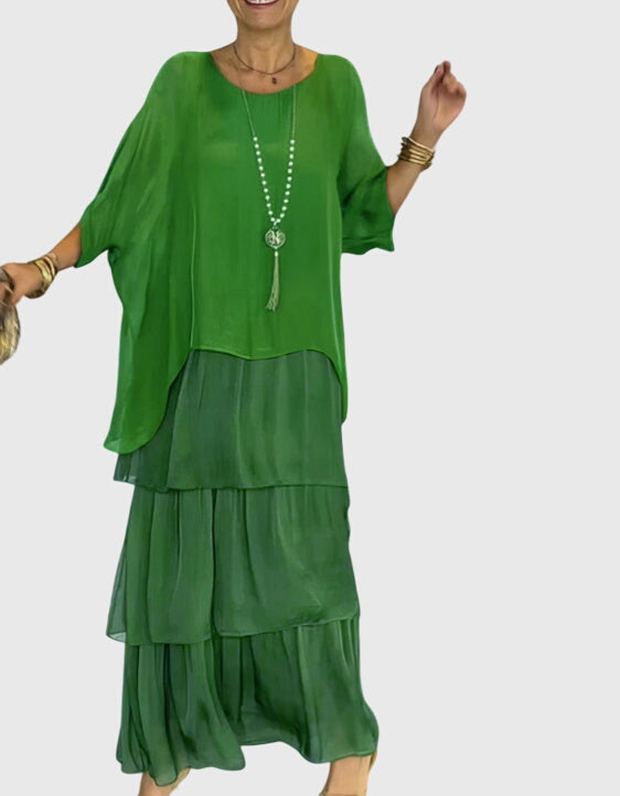 Elizabeth | Women's Boho Layered Maxi Dress with Shorts-The Yellow Prime
