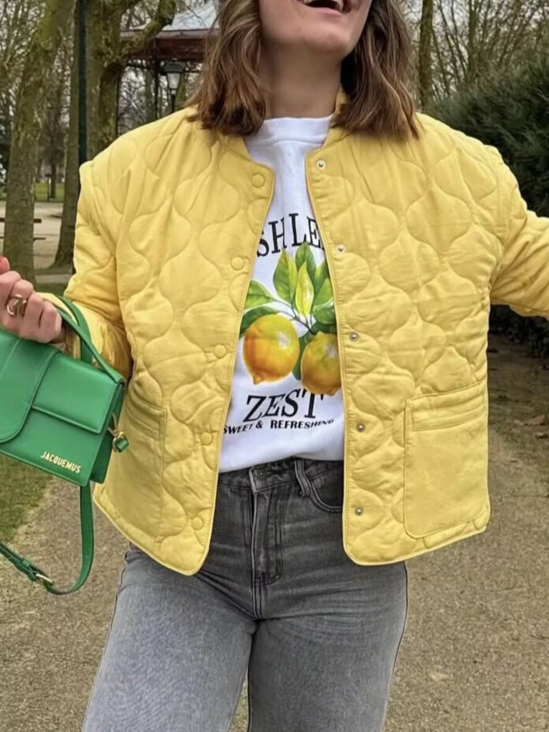Veste matelassée légère pour femme, fermeture à boutons-pression sur le devant, tailles S-L