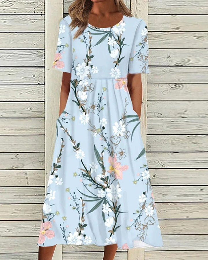 Ophelia | Women's Floral Print Midi Dress-The Yellow Prime