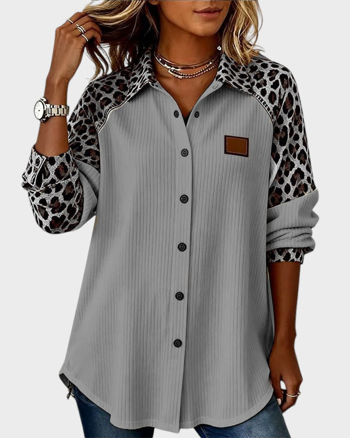 Jackie | Women's Leopard Print Button-Down Shirt-The Yellow Prime