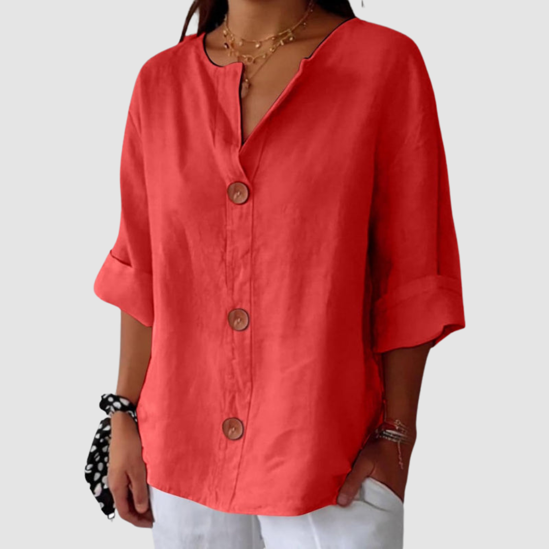 Leah | Women's Casual Linen Blouse-The Yellow Prime