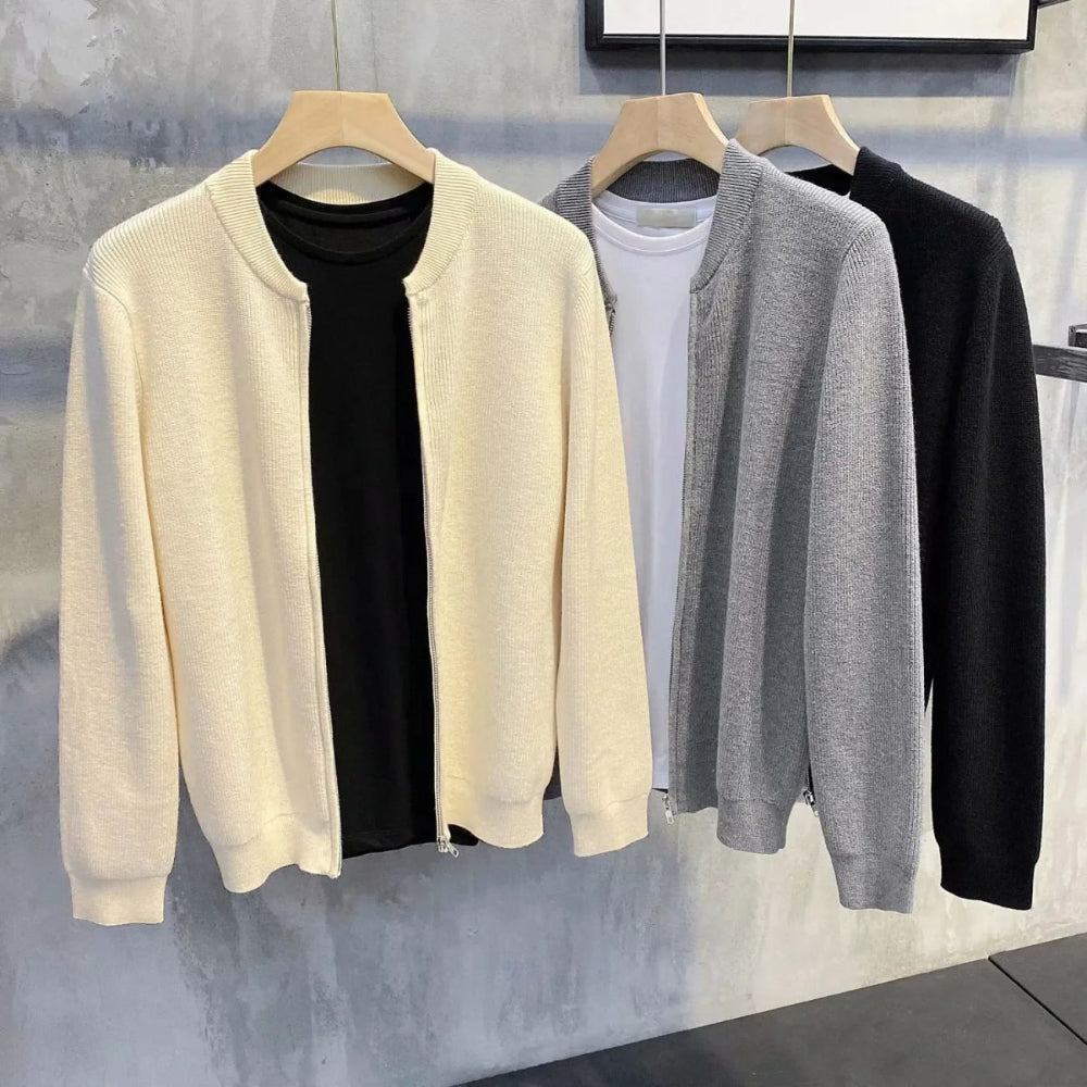 Men's Ribbed Zip-Front Cardigan in Relaxed Fit – Cozy Fall & Winter