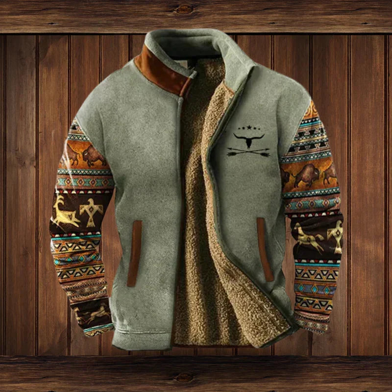 Men's Warm Western-Style Jacket for Cold Weather Comfort