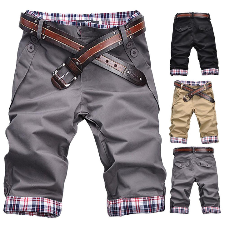 Men's Stylish Check Pattern Shorts with Belt-The Yellow Prime