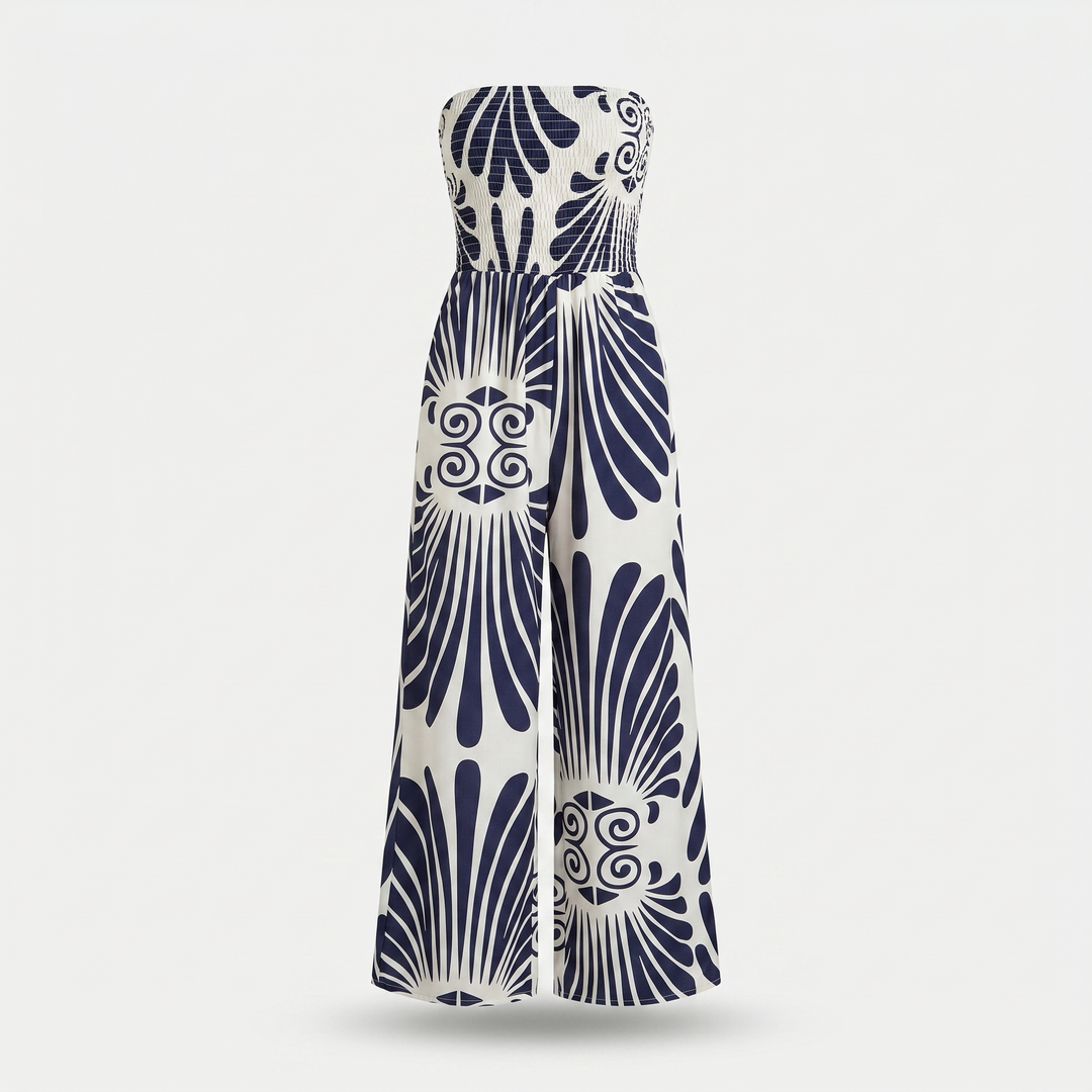 Women's Floral Summer Jumpsuit with Elastic Bodice