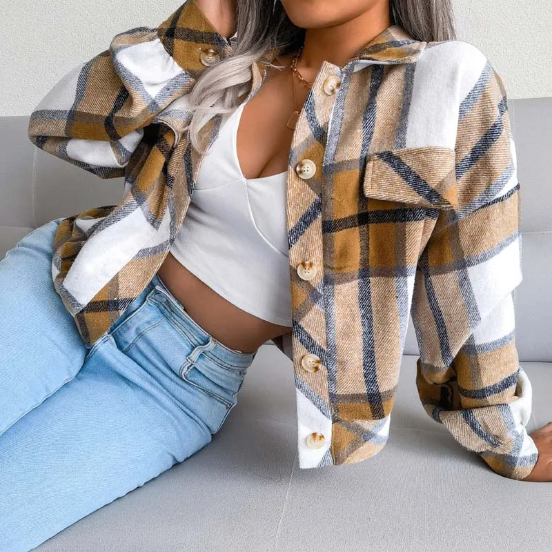 Women's Checkered Plaid Jacket-The Yellow Prime