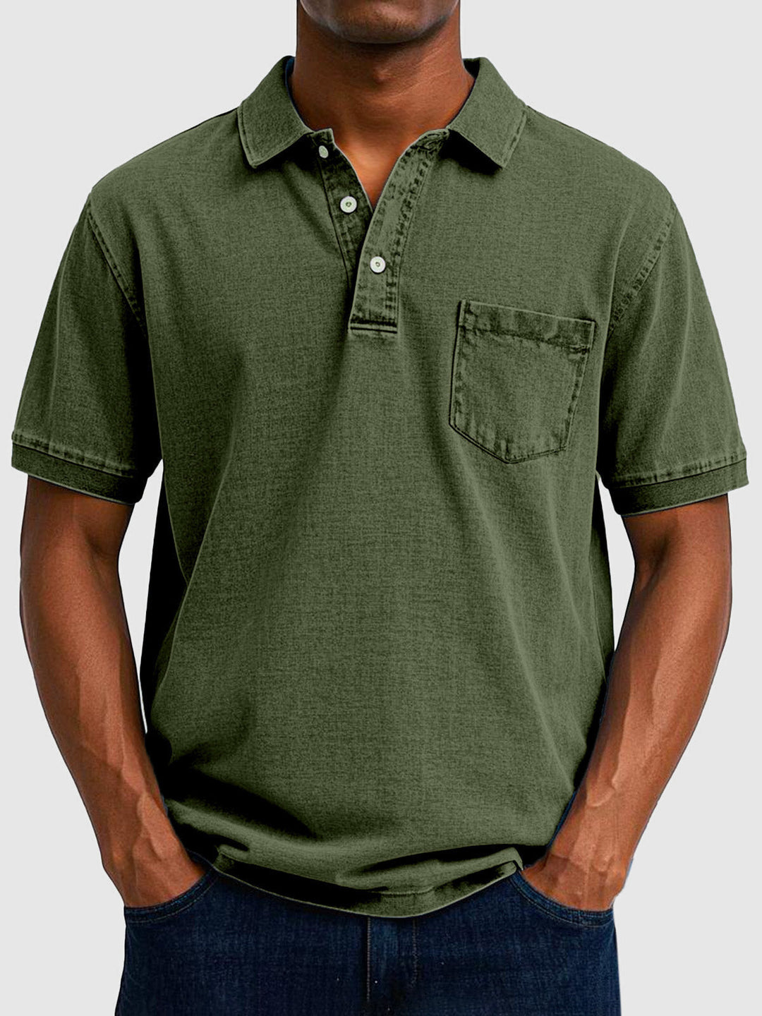 Kenneth | Men's Cotton Denim Short Sleeve Polo Shirt