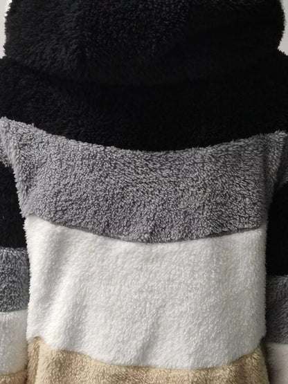 Sherpa-Jacke mit Kapuze und Reißverschluss in Übergrößen für Damen, Größen bis 5XL