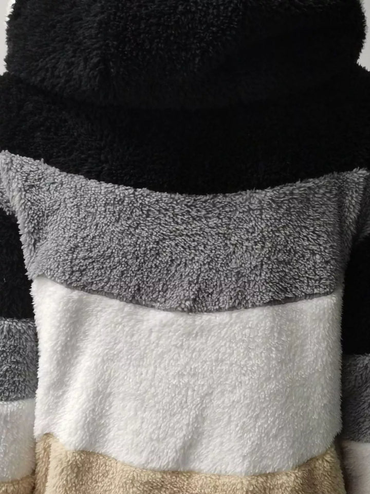 Giacca da donna taglie forti con cappuccio e cerniera, in sherpa, taglie fino a 5XL