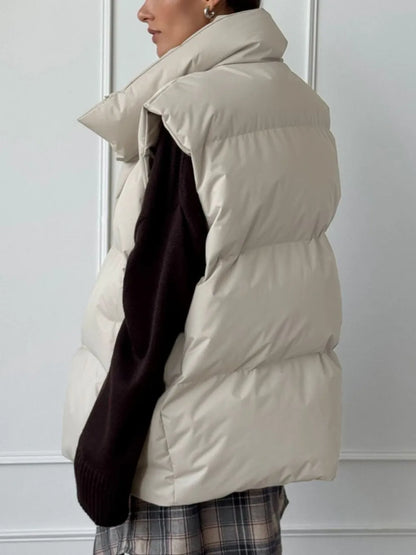 Chaleco acolchado de cuello alto con cremallera para mujer, tallas S a L