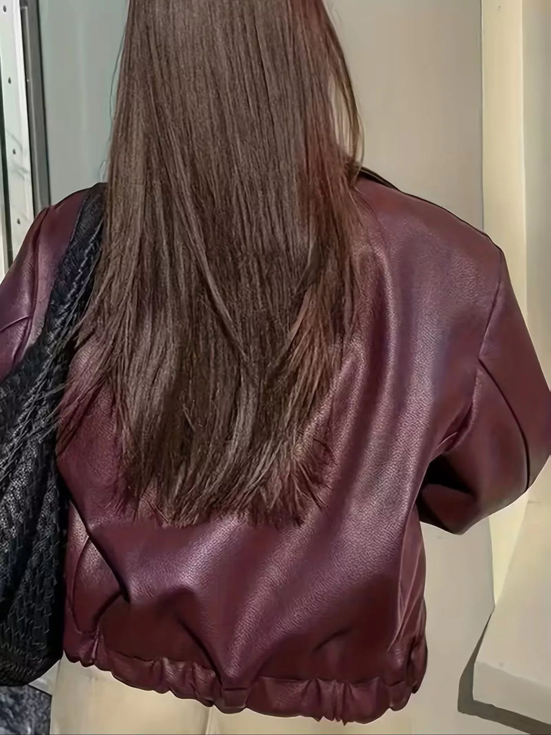 Dámská oversized motorkářská bunda z umělé kůže se zapínáním na zip, velikosti S-XXL