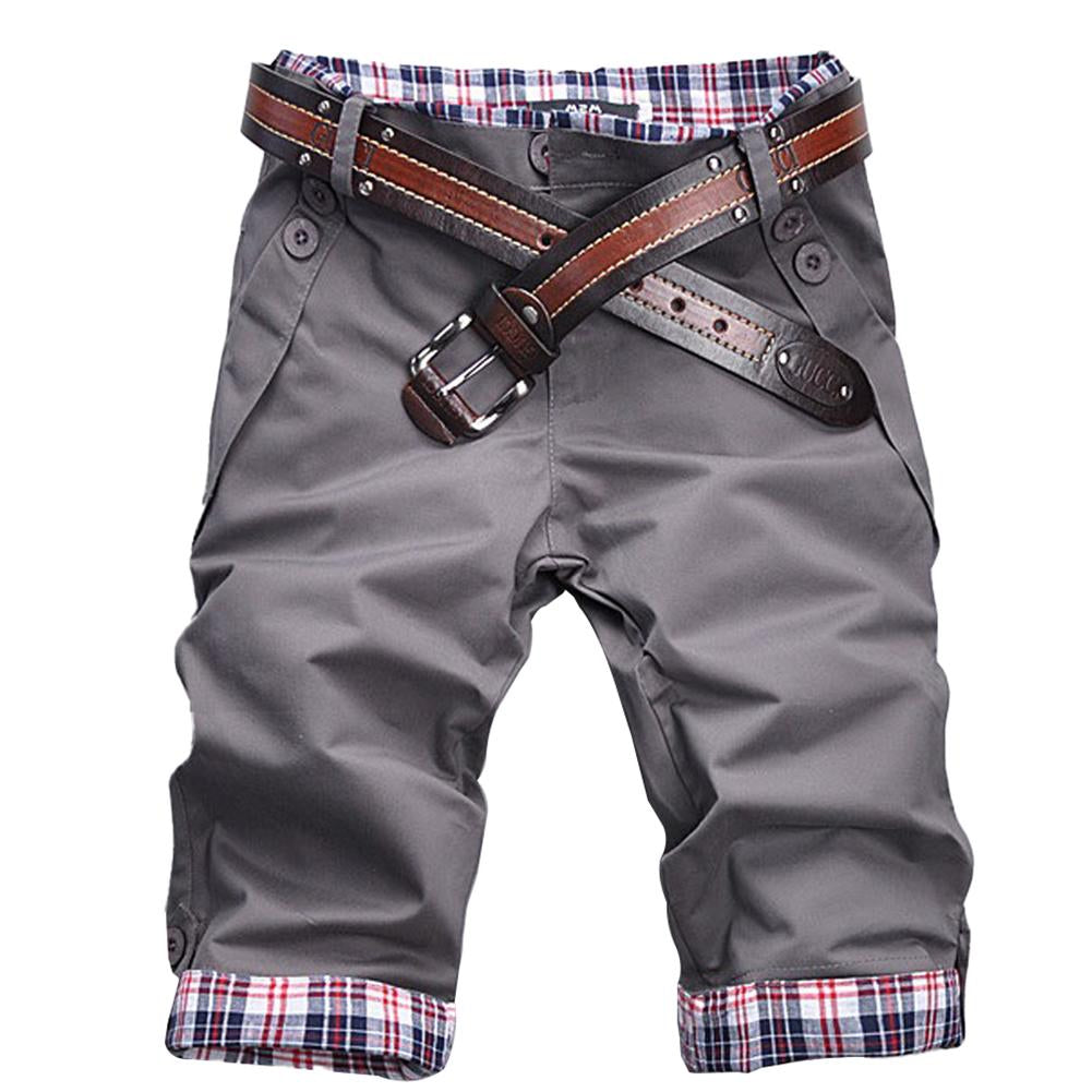 Men's Stylish Check Pattern Shorts with Belt-The Yellow Prime