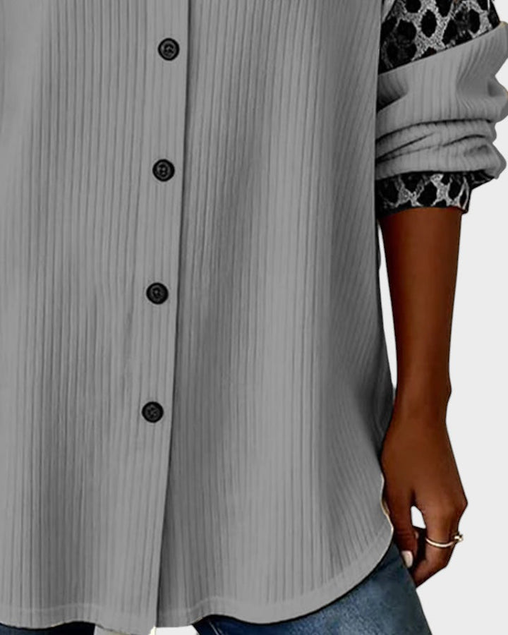 Jackie | Women's Leopard Print Button-Down Shirt-The Yellow Prime