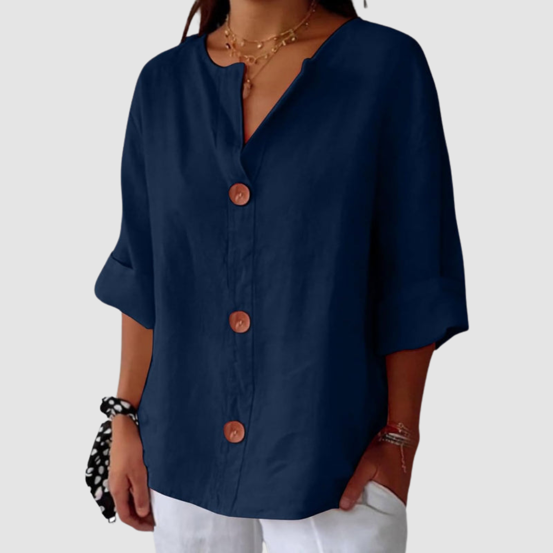 Leah | Women's Casual Linen Blouse-The Yellow Prime