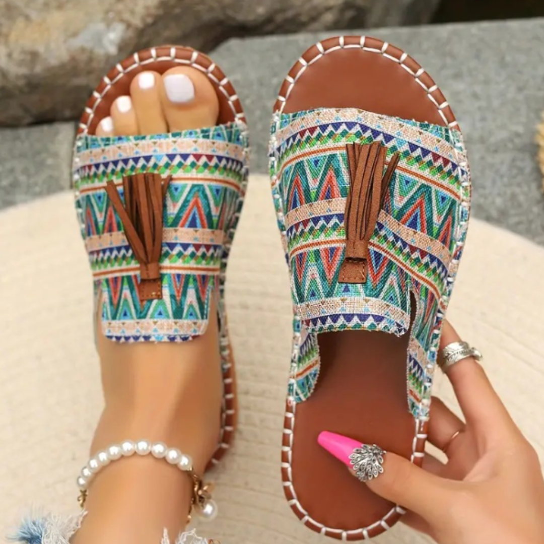 Arina | Women's Open Toe Tassel Slide Sandals-The Yellow Prime