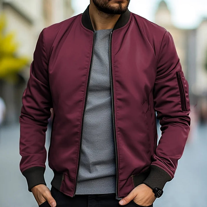 Men's Zip Up Jacket with Ribbed Cuffs for Stylish Comfort