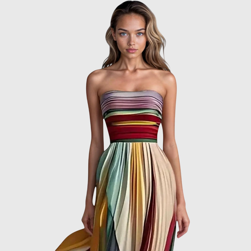 Alexis | Women's Maxi Dress - Strapless, Multicolor Design-The Yellow Prime