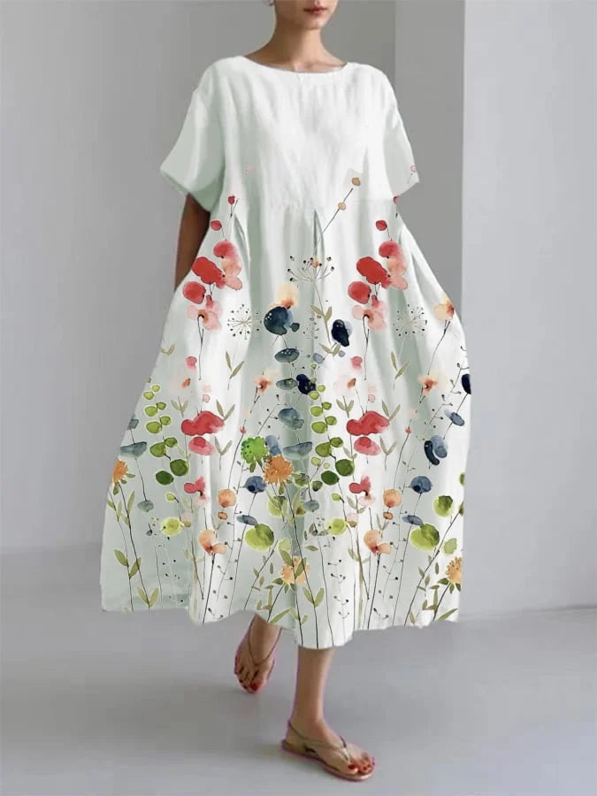 Mila | Women's Elegant Floral Contrast Dress-The Yellow Prime