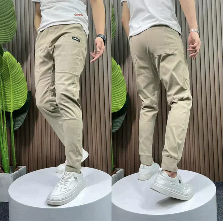 Men's Slim-Fit Cargo Pants – Structured Seams & Multi-Pocket Style-The Yellow Prime