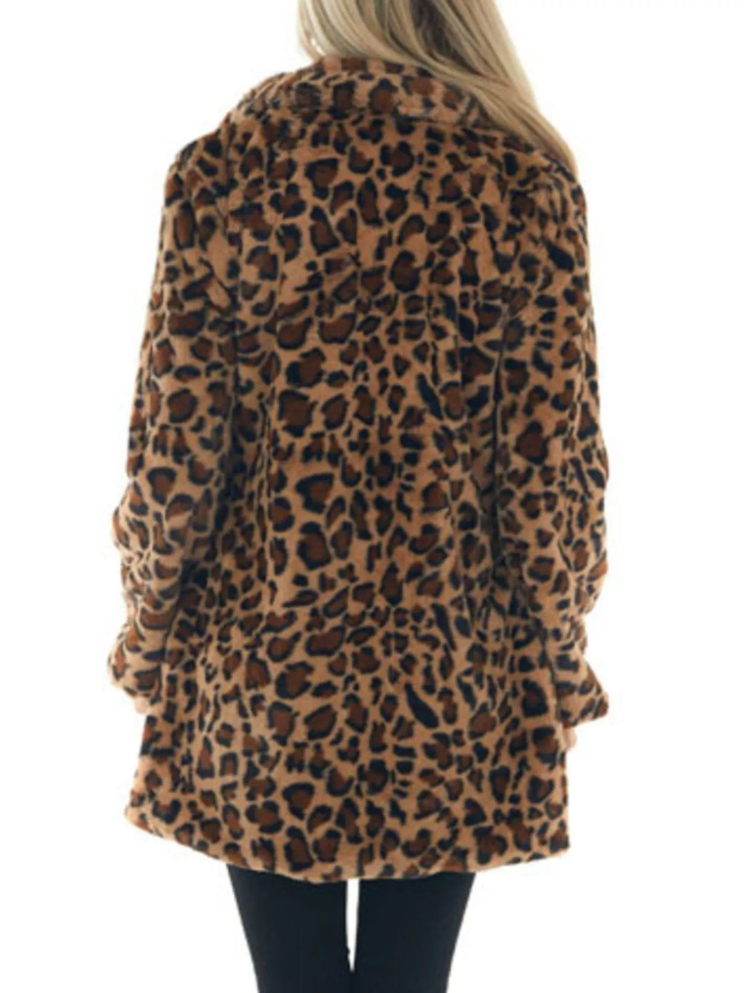 Manteau en fausse fourrure à imprimé léopard pour femme, ouvert sur le devant, grande taille 5XL