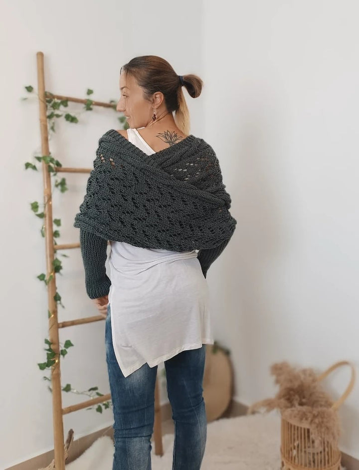 Women's Knit Openwork Rectangular Scarf for Winter-The Yellow Prime