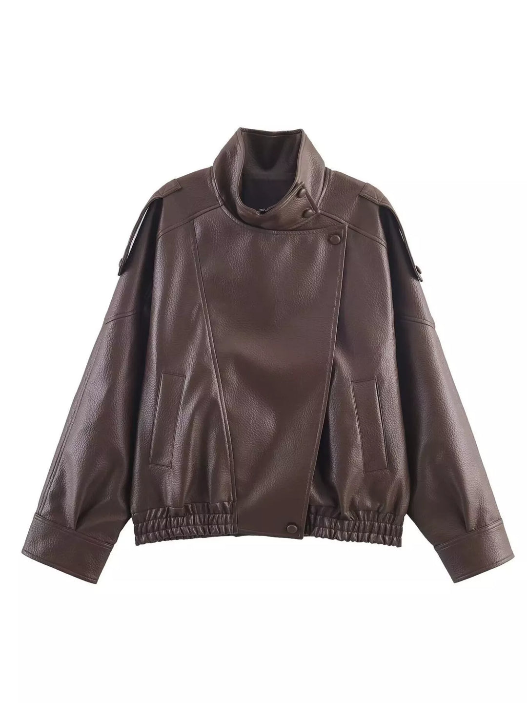 Casaco de motociclista em imitação de pele com bolsos, para senhora, tamanhos XS-L