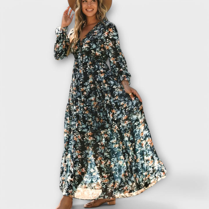 Amara | Women's Romantic Ruffled Floral Dress-The Yellow Prime