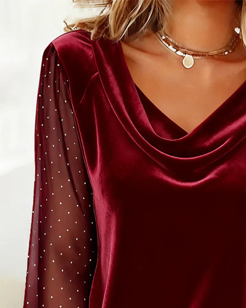 Avery | Women's Elegant Blouse with Draped Collar-The Yellow Prime