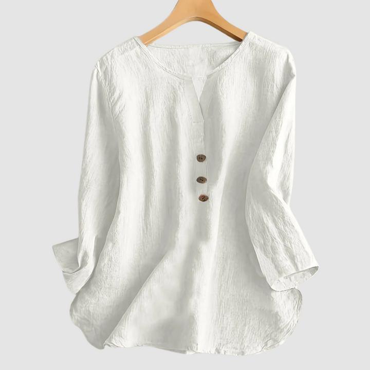 Melisa | Women's Casual Cotton and Linen Blouse-The Yellow Prime