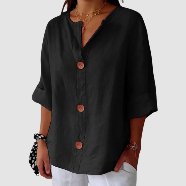 Leah | Women's Casual Linen Blouse-The Yellow Prime