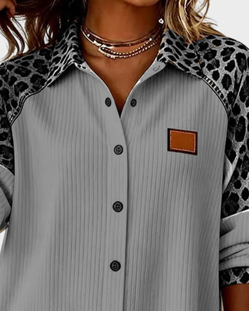 Jackie | Women's Leopard Print Button-Down Shirt-The Yellow Prime