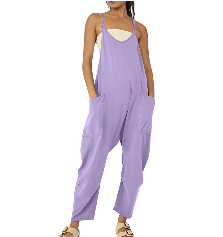 Women's Loose Jumpsuit with Front Pockets for Casual Style