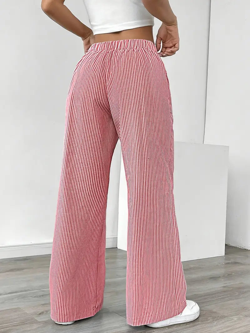 Elise | Women's Relaxed Stripe Casual Pants-The Yellow Prime