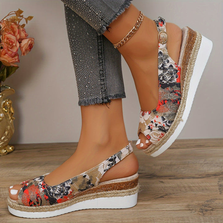 Flora | Women's Stylish Comfortable Floral Wedge Sandals-The Yellow Prime