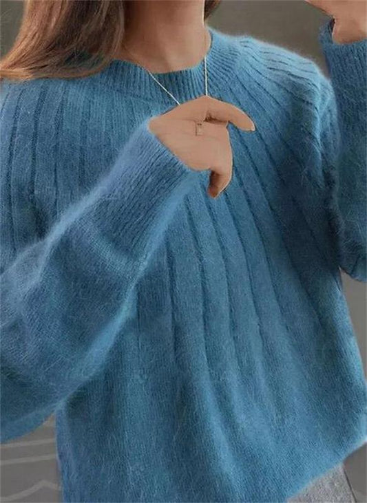 Pull tricoté oversize doux pour femme à texture côtelée
