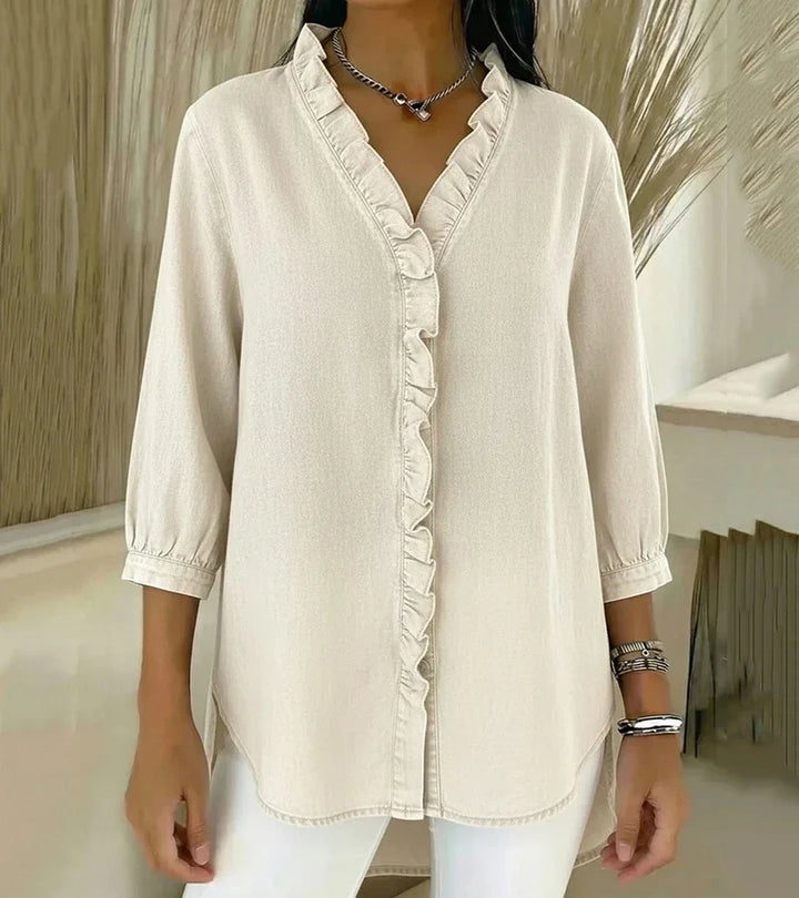 Abigail | Women's Elegant Denim Blouse-The Yellow Prime