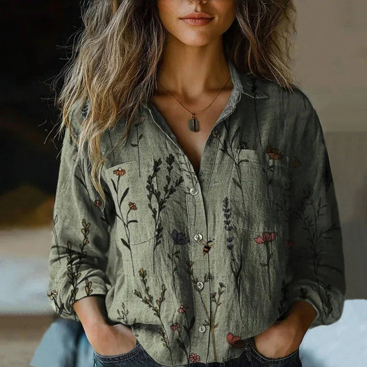 Acadia | Women's Vintage Print Blouse-The Yellow Prime