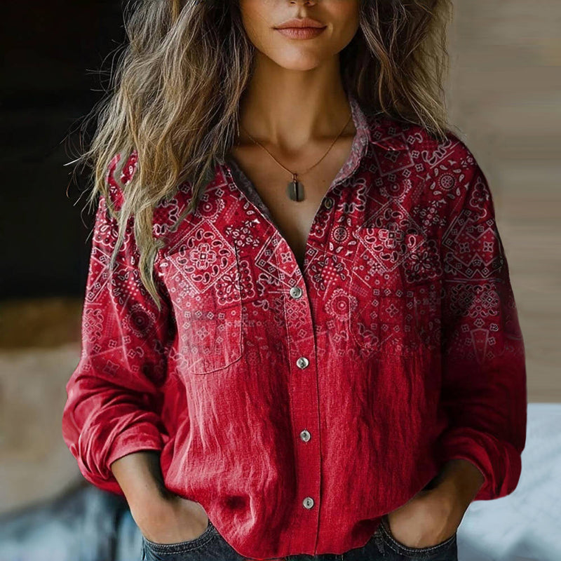 Acadia | Women's Vintage Print Blouse-The Yellow Prime