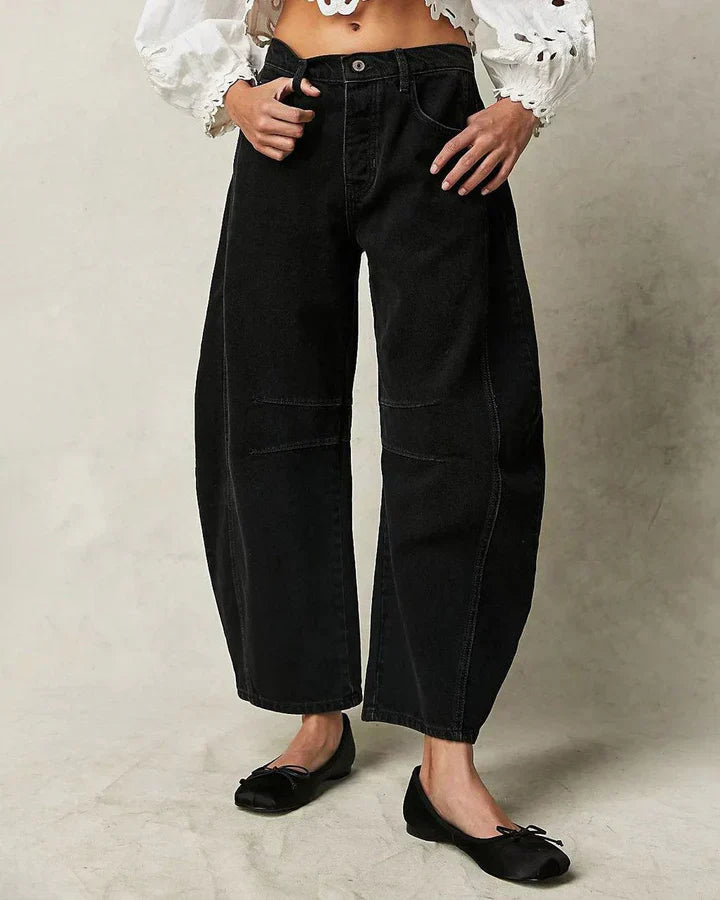 Adeline | Women's Stylish Mid Rise Barrel Jeans-The Yellow Prime