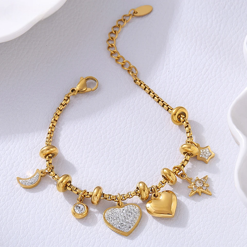 Adjustable Heart Charm Bracelet for Stylish Accessory Lovers-The Yellow Prime