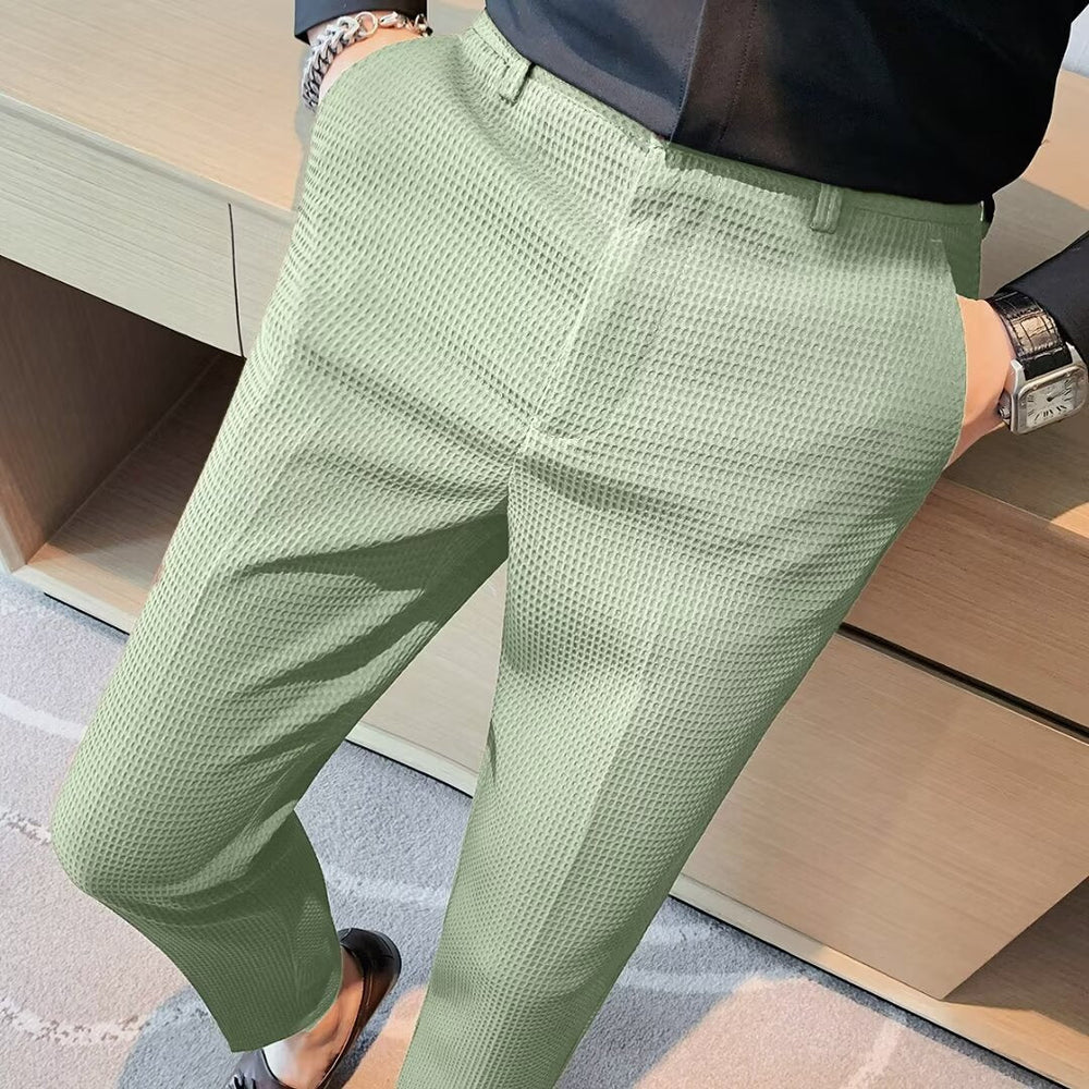 Adrian | Slim Fit Textured Men's Dress Pants-The Yellow Prime