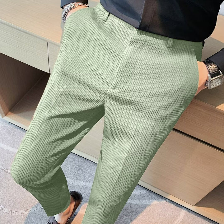Adrian | Slim Fit Textured Men's Dress Pants-The Yellow Prime