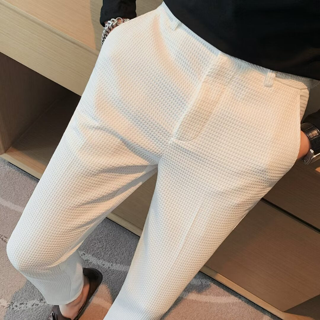 Adrian | Slim Fit Textured Men's Dress Pants-The Yellow Prime