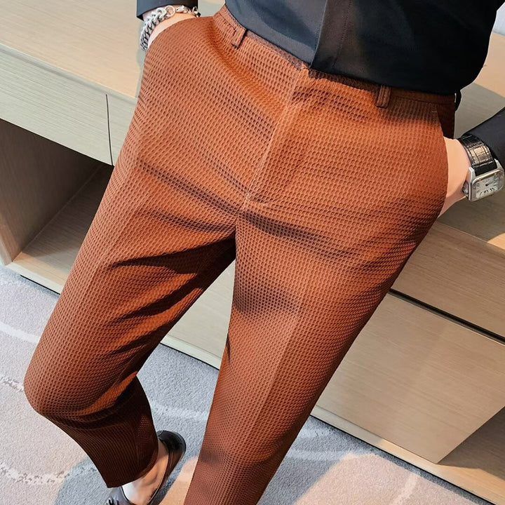 Adrian | Slim Fit Textured Men's Dress Pants-The Yellow Prime