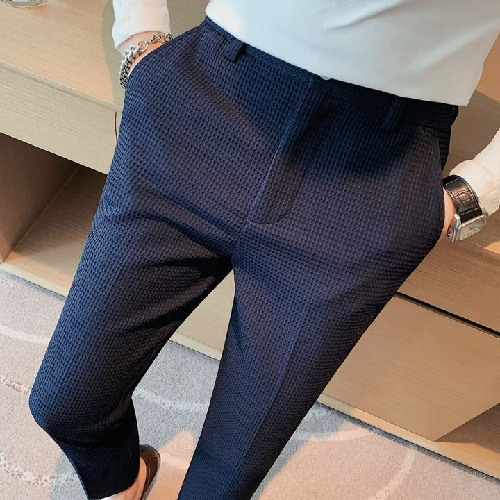 Adrian | Slim Fit Textured Men's Dress Pants-The Yellow Prime