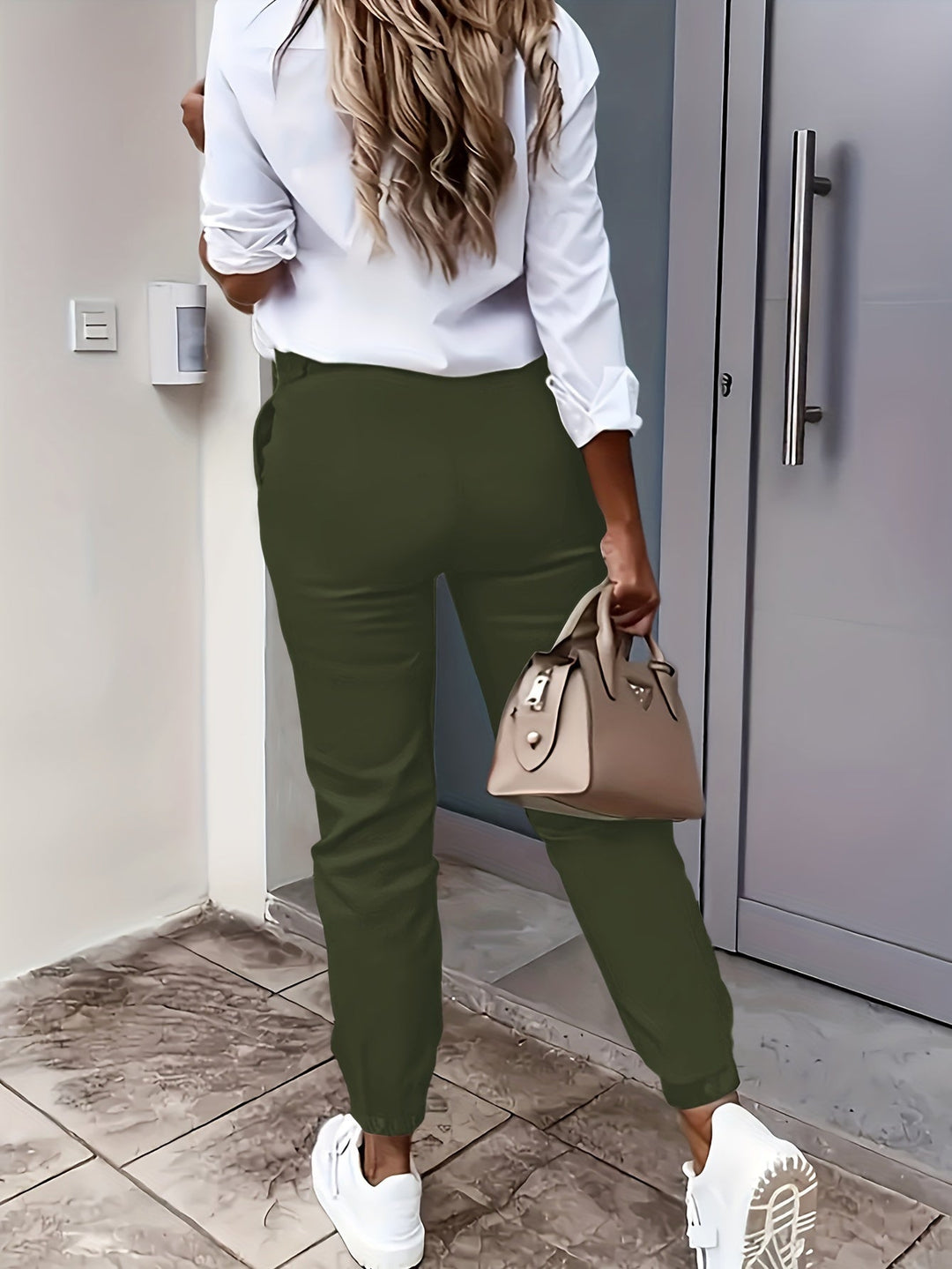 Sofia | Women's High-Waisted Tapered Pants-The Yellow Prime