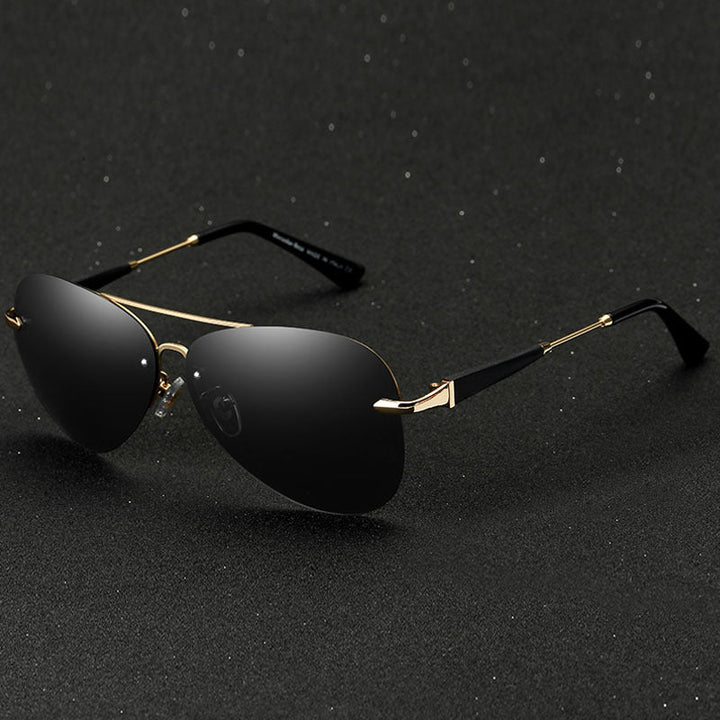 Alec | Men's Stylish Black Polarized Pilot Sunglasses-The Yellow Prime
