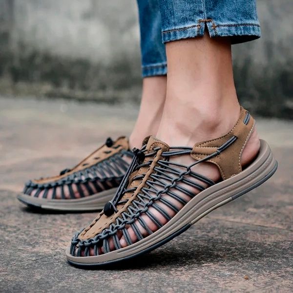 Alex | Men's Lightweight Breathable Knitted Summer Sandals-The Yellow Prime