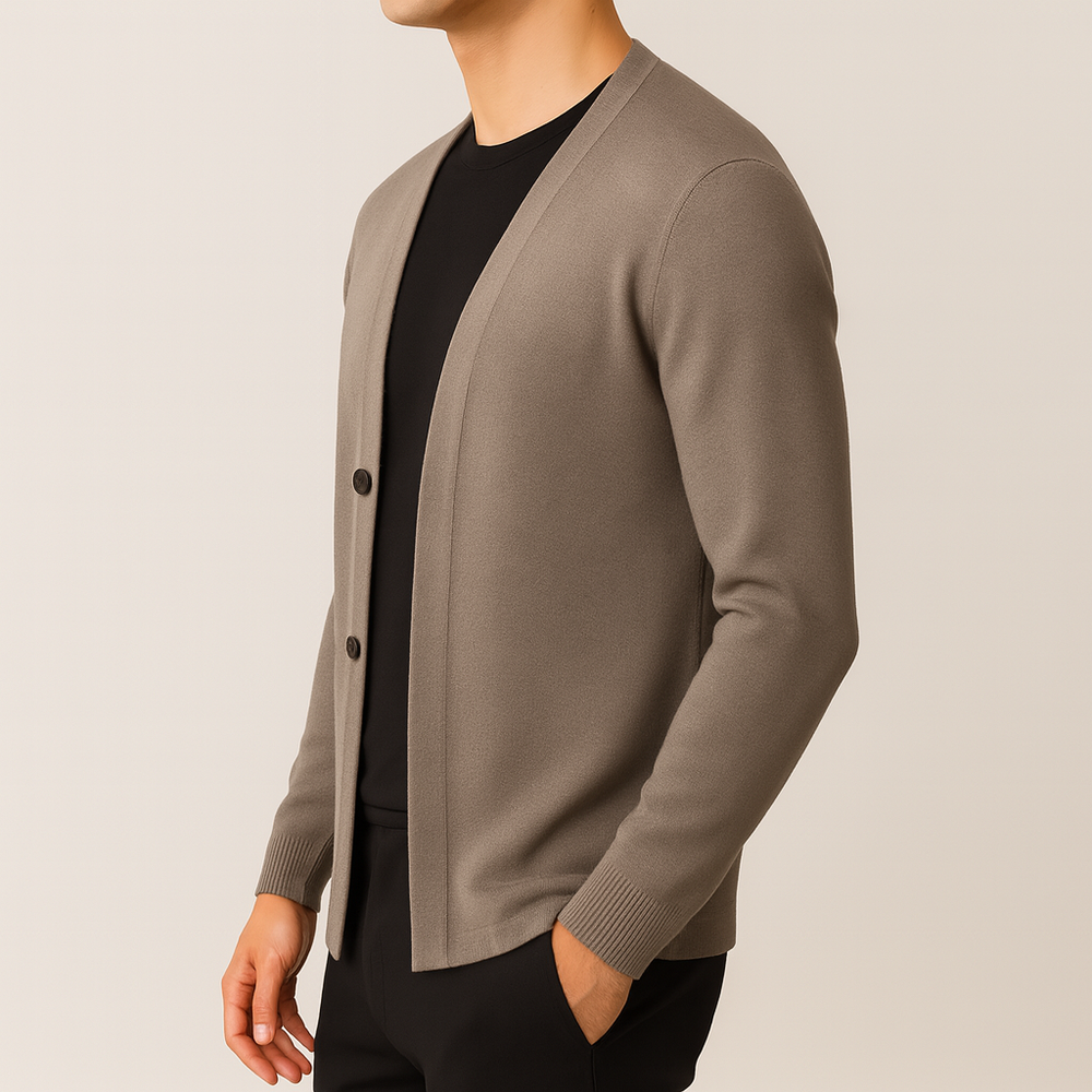 Alex | Men's Wool Button-Up Cardigan Sweater-The Yellow Prime